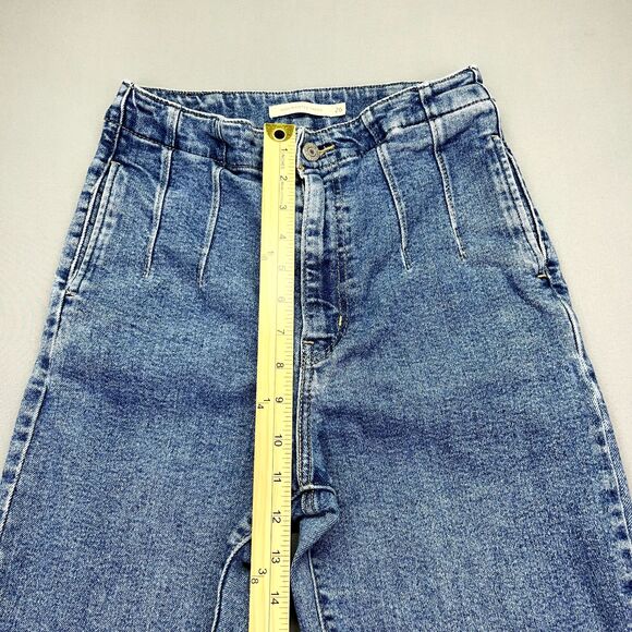 Levi’s Tag Size 26 High Waisted Taper Jeans Women's Stretch Pleats Blue - Picture 4 of 16